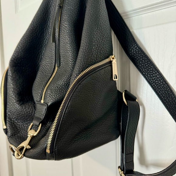 Rebecca Minkoff large Julian black pebble leather backpack with gold hardware - Picture 3 of 9